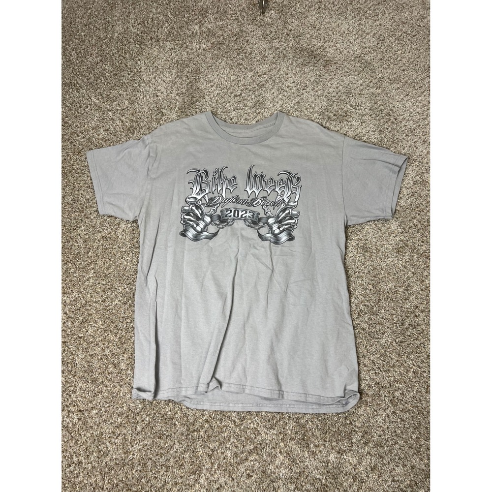 Daytona Beach Bike Week 2023 82nd Annual Florida Skull Graphic T-Shirt Grey